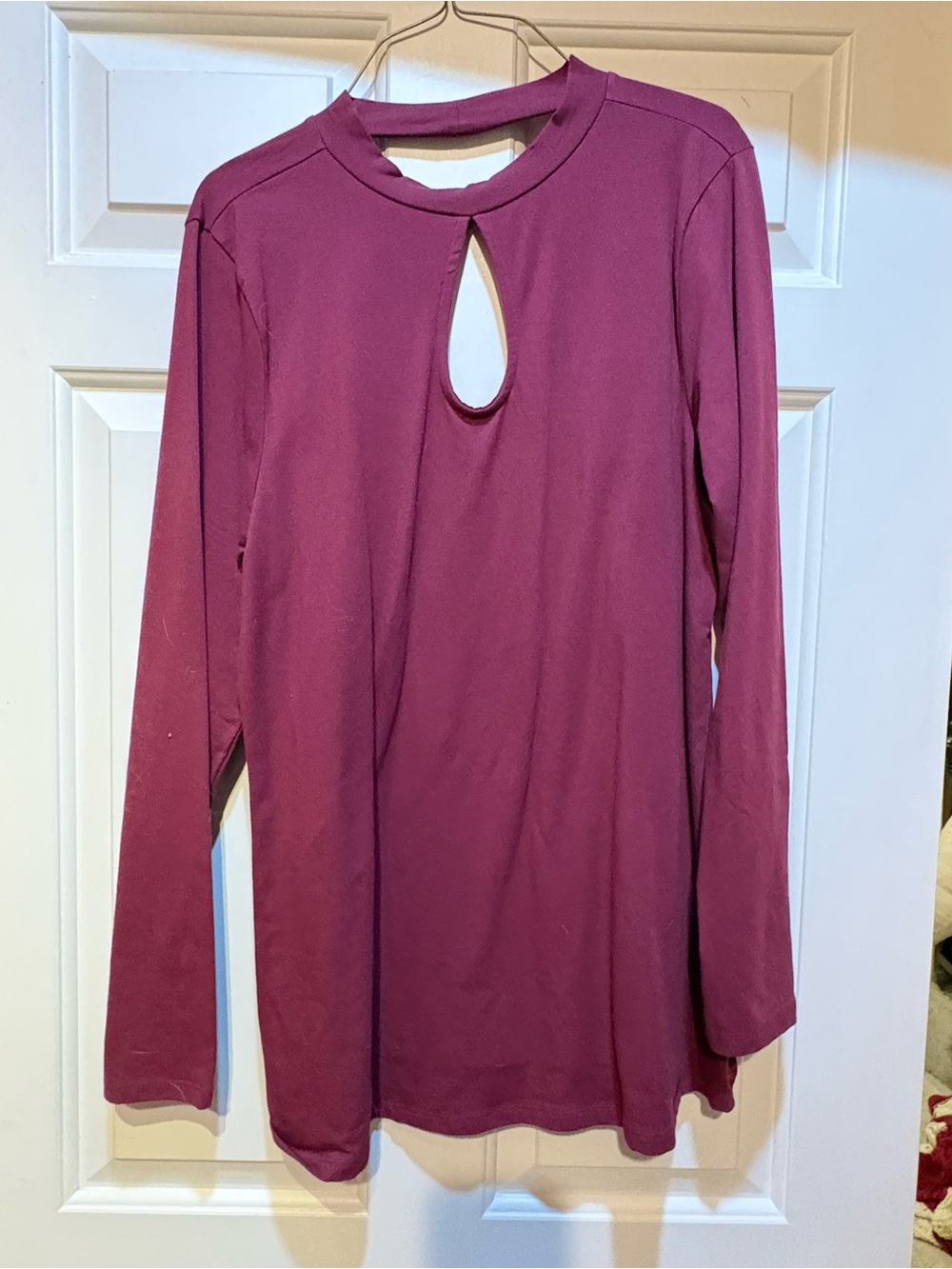 torrid Plum Long-Sleeve Keyhole Mock Neck Top
